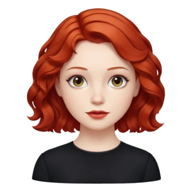 Julia Grant from Summer of Fear with short red wavy hair, black outfit sticker