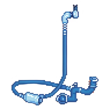 Pixelated blue VO2 max mouthpiece with breathing valve and connected tube sticker