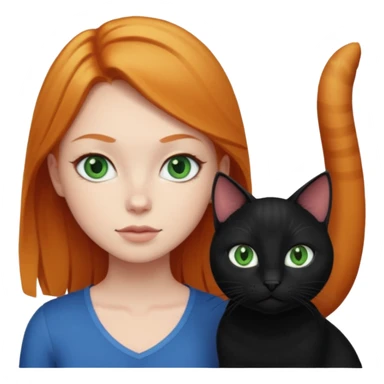 ginger girl with green eyes beside a blonde girl with blue eyes and a black cat sticker