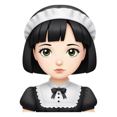 bored French maid with black bob cut  sticker