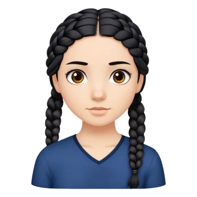 A face of a place girl with dark eyes and dark black hair in one braid on her shoulder like Elsa wearing a navy blue shirt  sticker