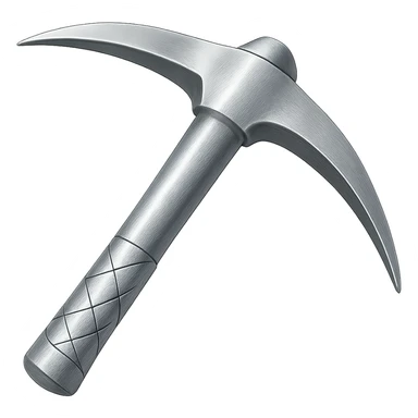 Recolor this iron pickaxe to steel: make it slightly lighter, crisp, and shiny, keep the same shape, realistic metallic steel, emoji style, transparent background. sticker