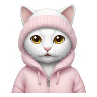 white cat using pastel pink winter clothes sticker