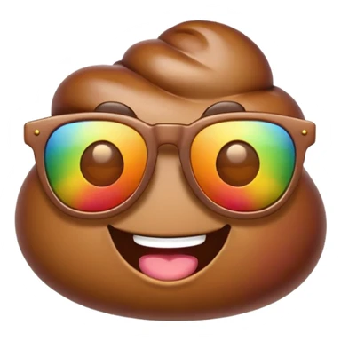 rainbow poop emoji with sunglasses sticker