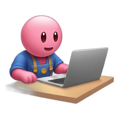 kirby working on laptop sticker