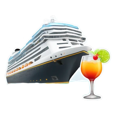 Cruise liner with legs drinking a cocktail sticker