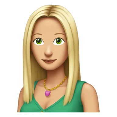 Phoebe Buffay from Friends with green eyes wearing colourful clothes sticker