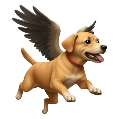 a dog flying ontop of a bird sticker
