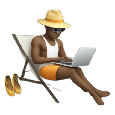 programmer with white skin laptop on vacation sticker