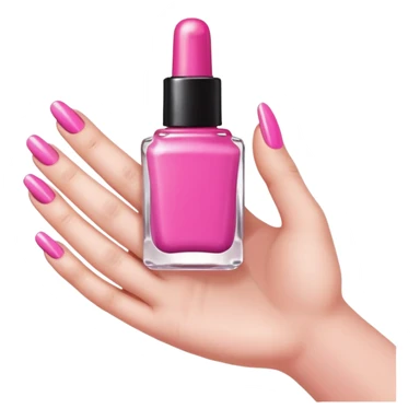 hand with painted nails and nail polish bottle sticker