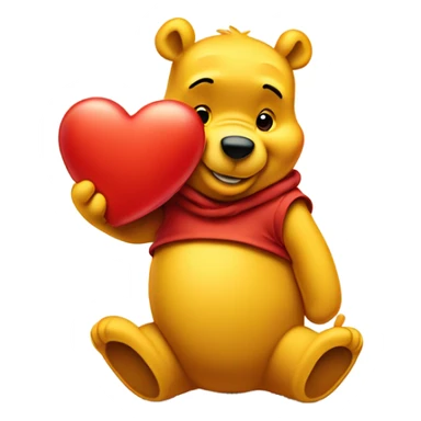 Winnie the Pooh with a red heart  sticker