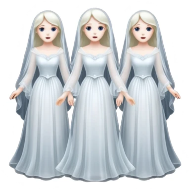 Three beautiful Victorian ghosts: black, white, Asian sticker