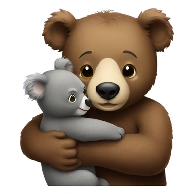 Brown bear hugs koala sticker