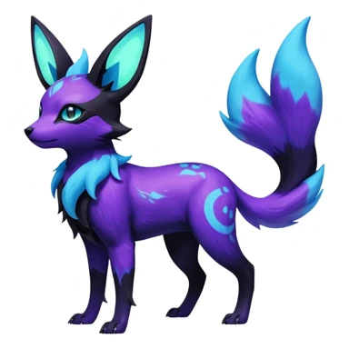 Rare realistic purple indigo violet nebulae shiny sparkly dark-neon glowing bioluminescent edgy badass epic pretty beautiful handsome gorgeous aesthetic colorful vibrant Vernid-Trico-Umbreon-Glaceon-species-Fakemon-creature by LiLaiRa, 4 legs, 1 tail, random markings, (full body) sticker