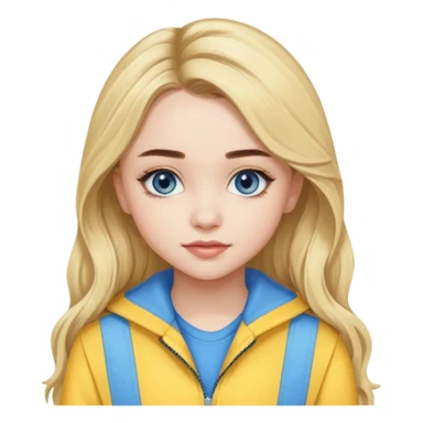 Sabrina Carpenter blue eyes, long blonde hair, yellow tour outfit sticker