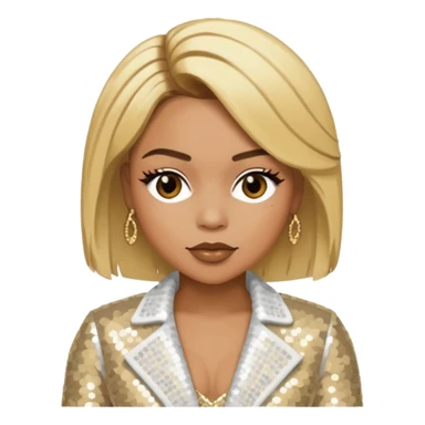 T-Boz from TLC with blonde hair, ivory sequin outfit sticker