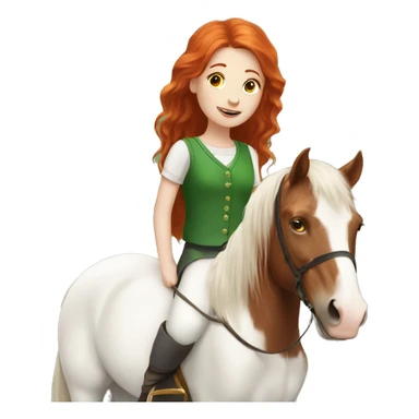 Girl with red hair and her white Irish cob sticker