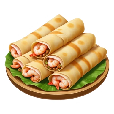 Bánh Xèo Cinematic Realistic Bánh Xèo Dish Emoji, depicted as a crispy, folded crepe filled with shrimp and pork, rendered with dynamic textures and vibrant, appetizing lighting. sticker
