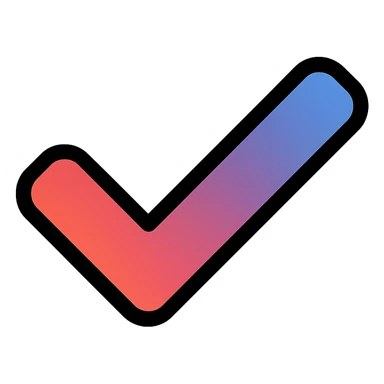 modern checkmark with red to blue gradient, color icon style sticker