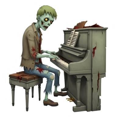 zombie playing piano sticker