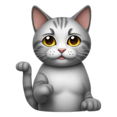 A cat giving a thumbs down with a frown sticker