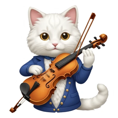 white cat play violin sticker