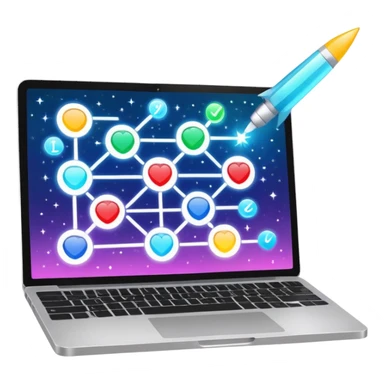 laptop screen showing a plan diagram with sparkles sticker
