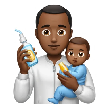 Diddy party with diddy holding baby oil sticker