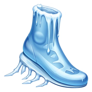 frozen foot with icicles and frost, sharp cutting edge sticker
