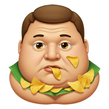 Fat guy with boogers hanging out his nose holding chips sticker