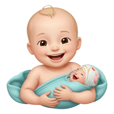 A newborn baby laughing joyfully sticker