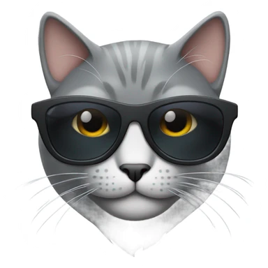 Grey cat wearing sunglasses sticker