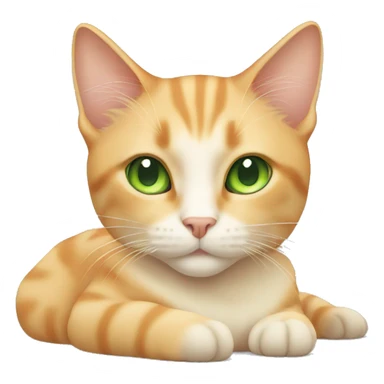 light orange/cream colored cat with green eyes laying down  sticker