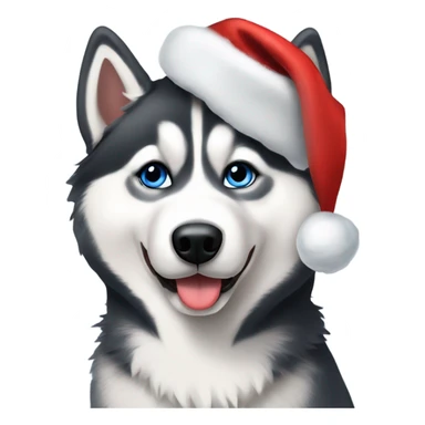 Siberian husky with Santa hat  sticker