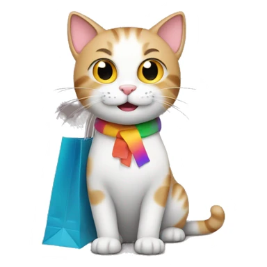 happy gay cat with shopping bags sticker