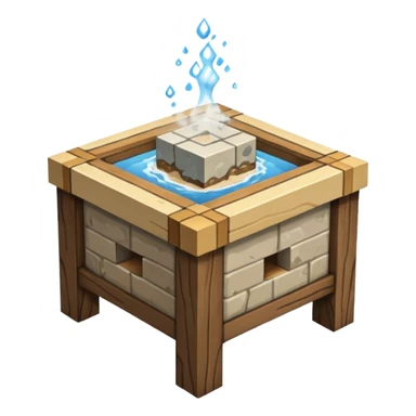crafting table with tools, stone, wood, glass, sand, steam, water... like a minecraft style cube crafting table 100% like a minecraft table crafting sticker