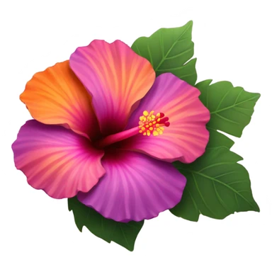 Purple pink and orange gradient hibiscus sticker