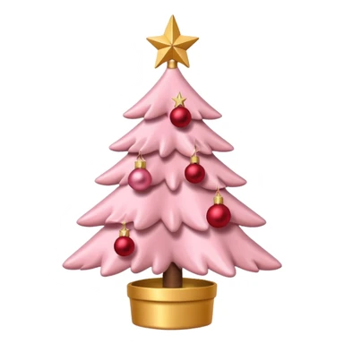 pastel pink christmas tree with red ornaments and star on top sticker