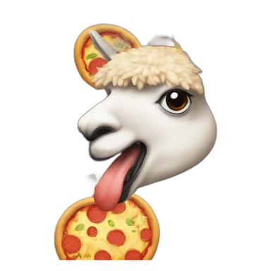 An alpaca eating pizza sticker