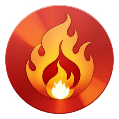 A minimalist CD disc with a subtle fire design, red flames sticker