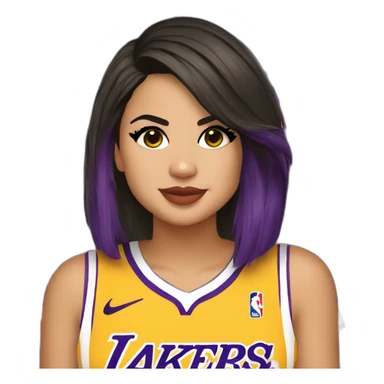 selena gomez wearing yellow lakers jersey sticker