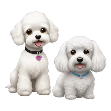 White Maltese and small black poodle sticker