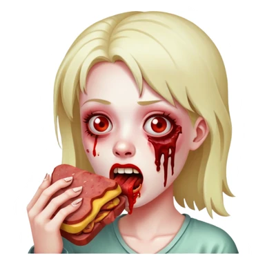 zombie girl eating SPAM MEAT EMOJI  sticker