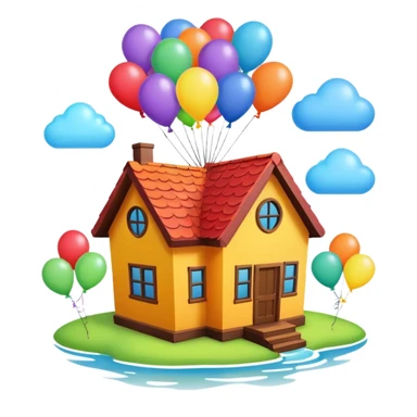 house with balloons on top sticker