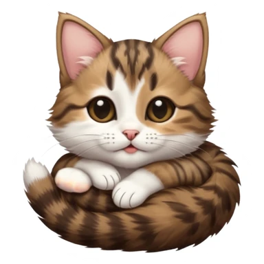 dark brown tabby and white kitten in funny positions stretched our upside down with eyes closed sticker