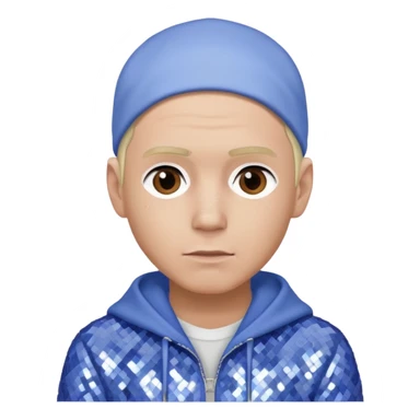 Eminem with platinum blonde hair, periwinkle sequin outfit sticker