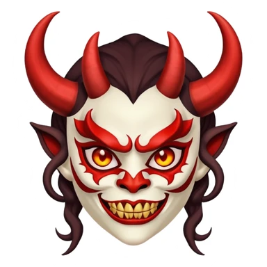 woman wearing a scary demon mask with horns sticker