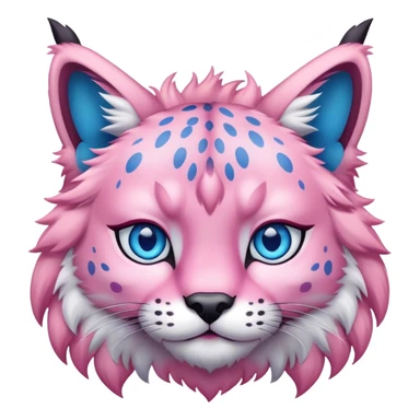 A pink lynx with blue eyes  sticker