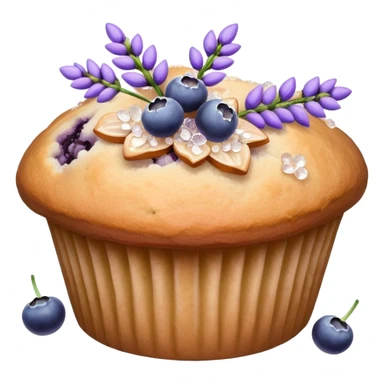 Lavender flower sprig muffin with berries and sugar crystals sticker