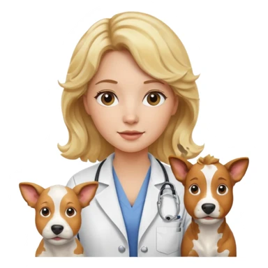 Joven mujer, de cabello rubio con ondas, veterinaria de perros, vacas y caballos sticker